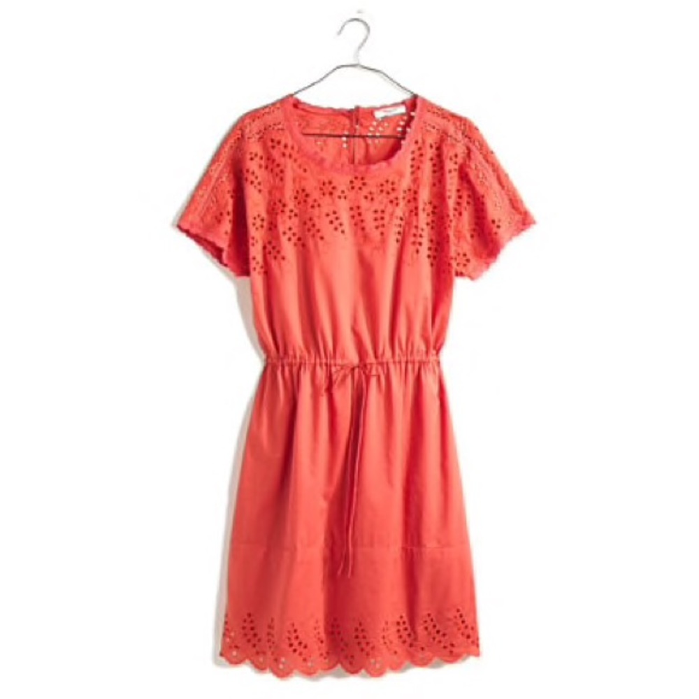 Madewell Eyelet Wildfield Dress Drawstring Waist 6
